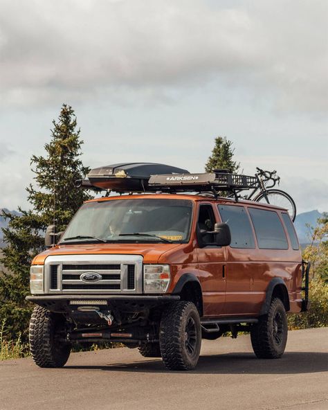 Lifted Ford E350 Camper van in Alaska Overland Van, Lifted Van, 4x4 Camper Van, Rough Country Suspension, Travel Camper, Ford E250, Ford E350, Ford E Series, Lifted Ford