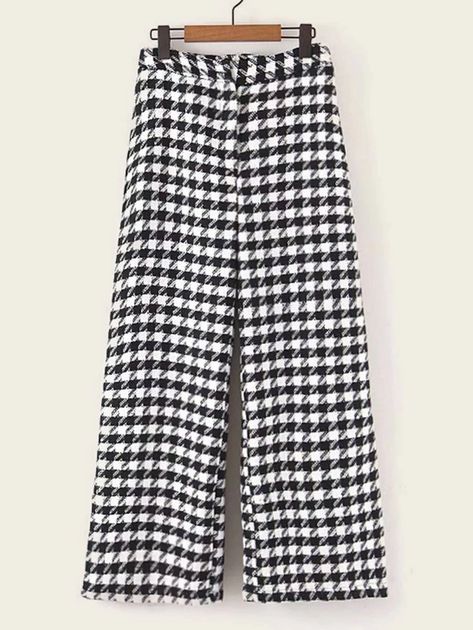 Houndstooth Pants Outfit, Houndstooth Pants, Gingham Pants, Top Girls, Love Clothing, Women Pants, Elastic Waist Pants, Dresses Pants, Type Of Pants