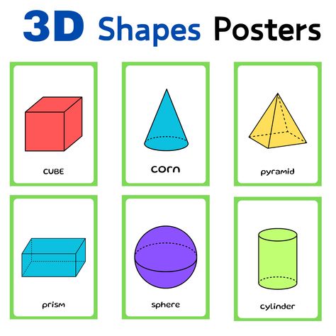 2D and 3D Shape Posters for Classroom Decor 3d Shapes Poster, Pre K Curriculum, Shapes Poster, Posters For Classroom, 2d And 3d Shapes, Geometry Shape, Shape Posters, 3d Shape, 3d Shapes