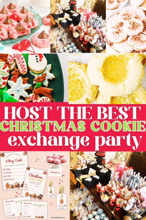 Planning a holiday cookie exchange? Discover 40 delicious Christmas cookie recipes, along with free printables like invitations, voting cards, and recipe cards. Plus, find creative party ideas to make your cookie swap the talk of the season! Christmas Cookie Bake Party, Holiday Cookie Party Ideas, Best Cookies For Cookie Swap, Xmas Cookie Exchange Ideas, Cookie Baking Party Ideas, Cookie Party Ideas Christmas, Christmas Cookie Party Games, Hosting A Cookie Exchange Party, Cookie Exchange Party Ideas Games