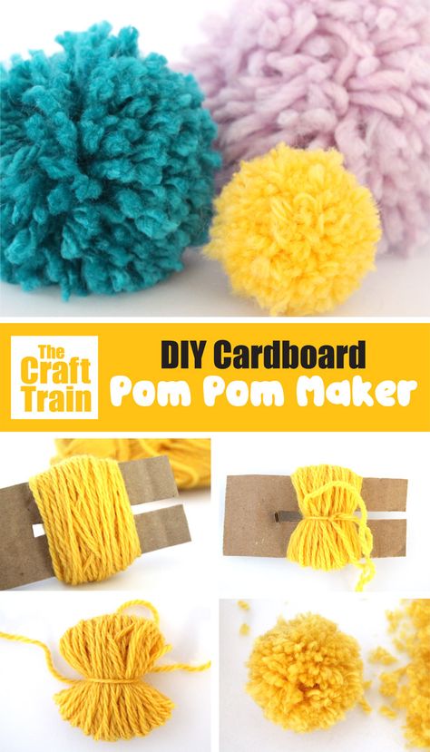 how to make pom poms with a super easy DIY pom pom maker. There is a free printable template, simple trace onto cardboard and create your pom pom maker to create gorgeous, fluffy yarn pom poms easily and quickly! #yarn #yarncrafts #wintercrafts #kidscrafts #pompoms #pompommaker #diypompoms #kidsactivites #easycrafts #funkidscrafts Diy Pom Pom Maker, Crafts Cardboard, Make Pom Poms, Pompon Diy, Large Pom Poms, Snowman Crafts Diy, Diy Pom Poms, Diy Pom Pom, How To Make A Pom Pom