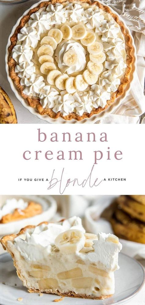 Banana Cream Pie Decoration, Old Fashioned Banana Cream Pie, Banana Cream Pie Recipe, Whipped Cream Topping, Banana Pie, Postre Keto, Easy Dessert Recipe, Make From Scratch, Cream Pie Recipes