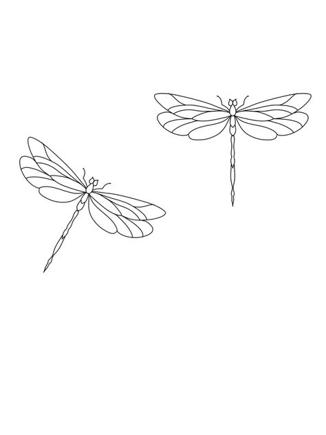 Dragonflies Tattoo Design, Dragon Fly Tattoo Drawing, Dragonfly Flash Tattoo, Dragonfly Simple Tattoo, Linework Dragonfly Tattoo, Simple Dragonfly Tattoo Outline, 2 Dragonfly Tattoo, Dragonfly Line Tattoo, Dragonfly Line Drawing