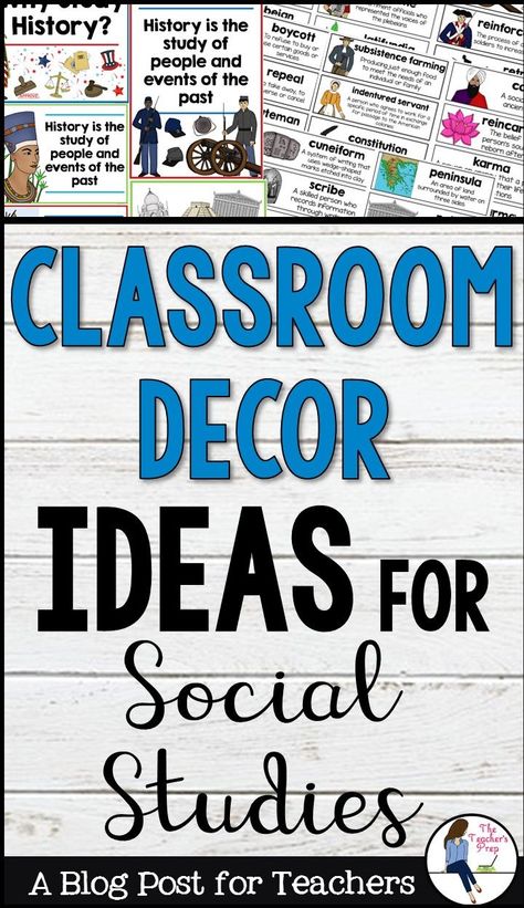 The hunt for decor ideas for your Social Studies classroom is over! Whether you're a new teacher looking for ideas or a veteran in search of a classroom refresh, check out this blog post to help gather ideas for decorating your classroom in the new school year! #socialstudies #backtoschool #classroomdecor #classroomdecorations #school #education #middleschool #highschool #secondaryschool #secondaryeducation #history Middle School History Classroom, Elementary Teacher Aesthetic, Civics Classroom, High School Social Studies Classroom, Social Studies Bulletin Boards, Middle School Social Studies Classroom, History Classroom Ideas, Upper Elementary Social Studies, History Classroom Decorations