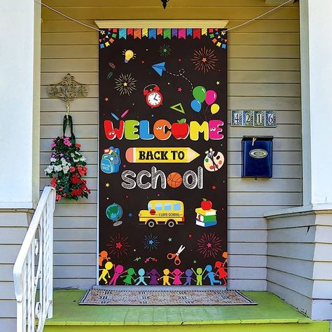 Amazon.com: Welcome Back to School Door Cover Decoration First Day of School Door Cover Hanging Banner Back to School Photo Booth Prop Wall Decoration for School Classroom Supplies with Rope, 70.8 x 35.4Inch : Office Products Wall Decoration For School, Welcome Back To School Door, Back To School Photo Booth, Teachers Day Decoration, Back To School Door, Welcome Back Banner, Prop Wall, Back To School Banner, Nursery Wall Painting