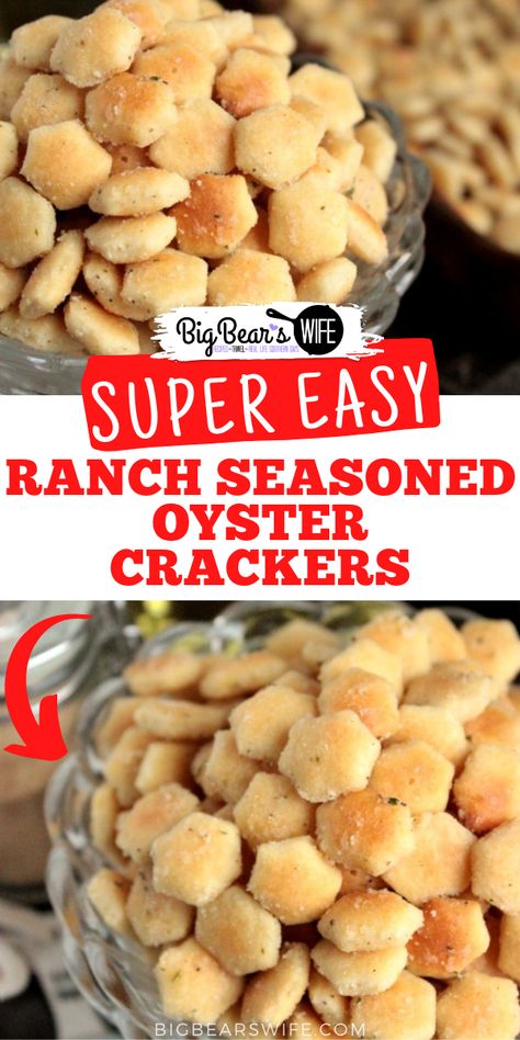 In need of a super simple dish to make for a party or just want to snack on a fun vintage recipe? These Ranch Seasoned Oyster Crackers are just what you need! Made with oyster crackers, ranch seasoning and a few more ingredients, these little crackers are delicious and super easy to make! Oyster Crackers Ranch, Ranch Crackers Recipe, Oyster Cracker Snack, Oyster Crackers Recipe, Seasoned Oyster Crackers, Ranch Oyster Crackers, Ranch Crackers, Seasoned Crackers, Oyster Crackers