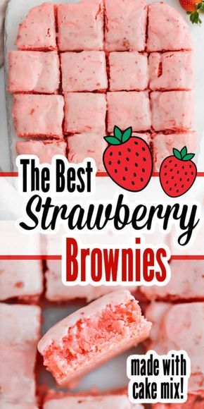 Strawberry Brownies Recipe, Summer Desserts Easy No Bake, Desserts Easy No Bake, Strawberry Brownies, Emotional Books, Dessert Oreo, Creamy Frosting, Strawberry Dessert Recipes, Strawberry Dessert