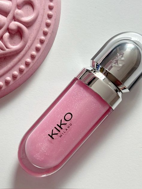 Kiko Glittery Pink Lip Gloss in a sleek tube, showcasing a vibrant pink shade with sparkling glitter, perfect for adding shine and color to lips. Kiko Pink Lipgloss, Kiko 05 Gloss, Kiko Hydra Lipgloss, Kiko Milano Lipstick, Kiko Milano Lipgloss, Makeup Kiko, Bright Pink Lipstick, Kiko Lipgloss, Gloss Kiko