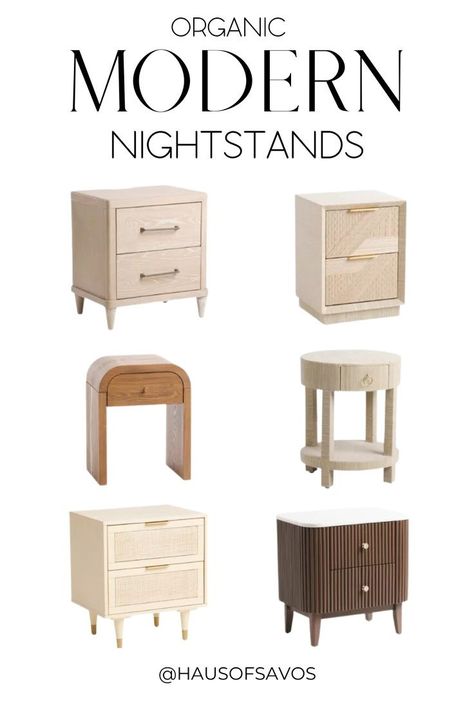 Nightstands Ideas Bedside Tables, Small Bedside Tables, Best Room Decor, Unique Bedroom Ideas, Organic Modern Bedroom, Unique Bedside Tables, Reclaimed Wood Nightstand, Green Accent Chair, Casual Bedroom