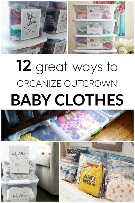 Outgrown baby clothes: How to store them and keep them organized. 12 different ideas and examples to inspire you and get you started. Newborn Clothes Storage Ideas, Store Outgrown Baby Clothes, Newborn Clothes Storage, Baby Clothes Storage Outgrown, Organize Newborn Clothes, How To Store Baby Clothes, How To Store Clothes, Baby Clothing Organization, Baby Clothes Storage Ideas