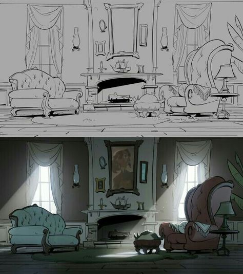 Drawing Backgrounds, Concept Art Landscape, Painted Backgrounds, Interior Concept Art, Bg Design, Background Drawing, Art Disney, Interior Concept, Scene Design