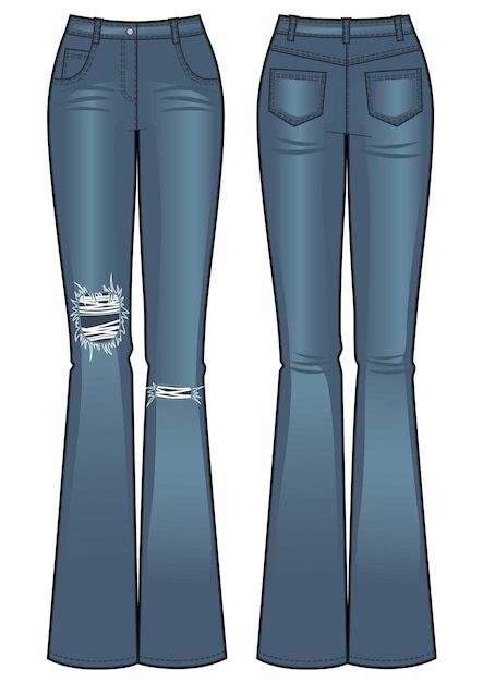 How To Draw Flare Pants, Jean Sketch Fashion, Flared Jeans Drawing, Flared Pants Drawing, Jeans Outfit Drawing, Jeans Fashion Illustration, How To Draw Jeans, Jeans Sketch, Jacket Back View