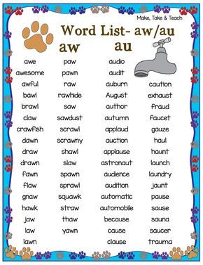 FREE au/aw word list and 11 interactive activities for teaching the au/aw spelling pattern! Aw Phonics, Aw Words, Phonics Chart, Words Worksheet, Phonics Rules, Spelling Patterns, Grade Spelling, English Phonics, Phonics Words