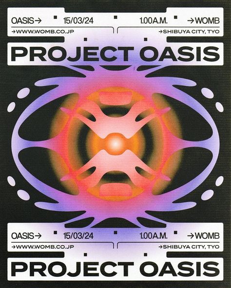 Project Oasis, Rave flyer concept (3/3) | © 2023 _ _ _ #graphicdesign #design #visualart #visualgraphic #tipography #art #digitalart #designer #designers #creative #creatives #artist #digitalart #graphic #graphicart #graphics #photoshop #illustrator #posterdesign #vector #vectorart #visualstyle #poster #posterdesign #typography #typefacedesign #albumartwork #album #cover #typefacedesign Graphic Design Posters Futuristic, Concept Space Design, Album Art Poster, Typography And Illustration Poster, Colourful Poster Design, Rave Design Poster, Thermal Graphic Design, Heatmap Graphic Design, Rave Poster Design