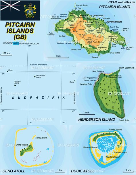 Karte von Pitcairn Islands Pitcairn Island, Midway Islands, Greece Map, British Overseas Territories, Infographic Map, Sailing Trips, Pacific Islands, Living Off The Land, Island Map