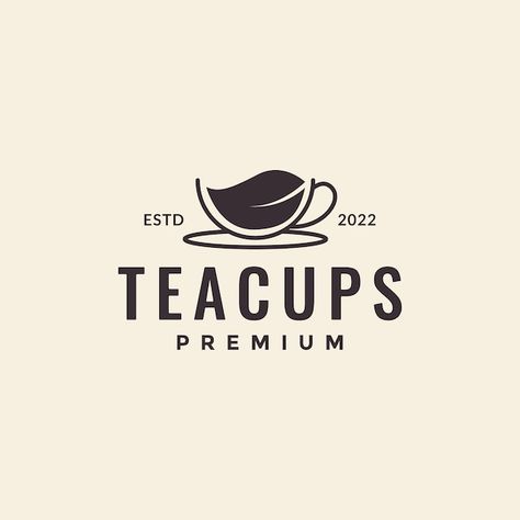 Tea Cup Logo Design, Tea Logo Branding, Tea Cafe Logo, Tea Leaf Logo, Tea Logo Design Ideas, Tea Brand Logo, Cup Of Tea Illustration, Tea Cup Logo, Tea Shop Logo