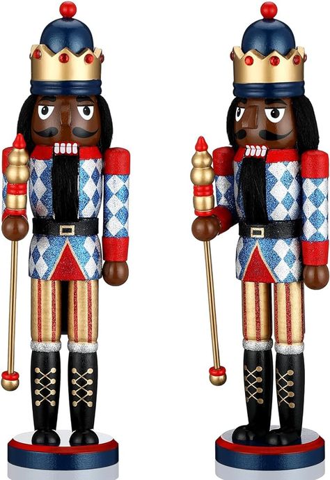 Hungdao 15 Inch Black Christmas Nutcracker Wooden Soldier Black African American King with Crown Festive King Nutcracker Christmas Ornaments African American Wooden Figure for Home Tables Holiday African American Nutcracker, Black Nutcracker Christmas, Nutcracker Painting, Black Nutcracker, King With Crown, Nutcracker Gifts Ballet, King Nutcracker, Nutcracker Design, Nutcracker Decor