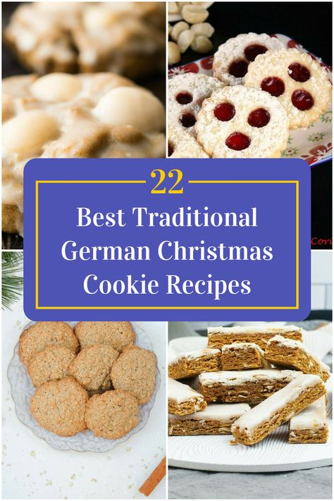 Collage of 4 traditional german christmas cookie recipes. German Linzer Cookies Recipe, Amish Christmas Cookies, Czech Cookies Christmas, German Christmas Cake, Hungarian Christmas Cookies, Christmas Cookies Around The World, German Christmas Cookies Traditional, German Cookies Traditional, Christmas Pastry Recipes