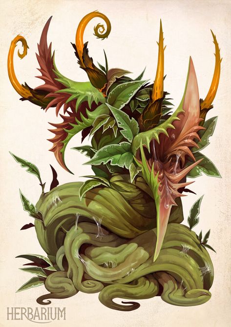 ArtStation - Herbarium Monsters Plant Monster, Alien Plants, Creature Artwork, Forest Creatures, Mythical Creature, Plant Drawing, D&d Dungeons And Dragons, Carnivorous Plants, Mythical Creatures Art