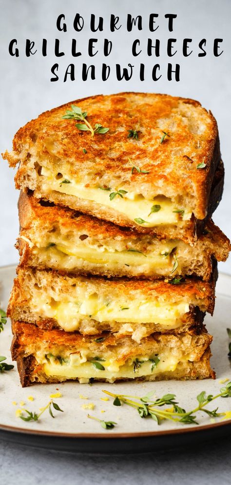 Basic Grilled Cheese, Gourmet Grilled Cheese Sandwich, Fancy Grilled Cheese, Gourmet Grilled Cheese, Grill Cheese Sandwich Recipes, Gourmet Grilling, Sliced Apples, Cheese Sandwich Recipes, Gourmet Sandwiches