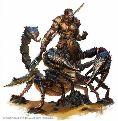 Human/Scorpion Hybrid Rpg Monsters, Heroic Fantasy, Fantasy Races, Fantasy Monster, Arte Fantasy, Fantasy Warrior, Creature Concept, Fantasy Inspiration, Monster Art