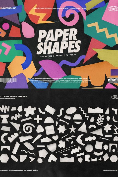 Paper Shapes Design, Shape Patterns Design, Cutout Graphic Design, Shape Design Graphic, Shapes In Graphic Design, Collage Branding, Graphic Shapes Pattern, Organic Shapes Design, Paper Graphic Design