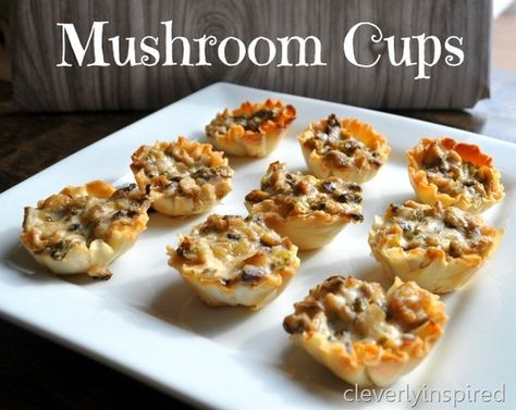 super bowl food ideas appetizers | mushroom-cups-appetizer-recipe-cleverlyinspired-3_thumb Mushroom Cups, Mushroom Tartlets, Mushroom Appetizers, Phyllo Cups, Superbowl Appetizers, Superbowl Party Food, Appetizer Bites, Super Bowl Food, Finger Food Appetizers