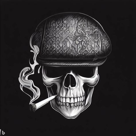 Skull Ciggerate Tattoo, Funny Skeleton Tattoo, Skeleton With Headphones, Mens Fashion Street Style, Biker Logo Design, Cowboy Hat Tattoo, Holding A Guitar, Skull Portrait, Irish Tattoo