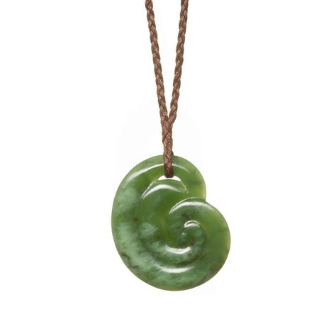 This double sided koru is expertly carved from New Zealand jade, known as pounamu to Māori. The koru represents new beginnings and new life. The unisex design and symbolism of the koru make it the perfect gift for anyone, male or female, young or old. . We sell Pounamu necklaces (Greenstone pendants) handmade in New Zealand by local artists. Visit our website for the largest range in NZ. Rudraksha Jewelry, Symbol Of Creation, Maori Designs, Spiral Necklace, Silver Fern, Jade Necklace, Smooth Lines, Free Gift Wrapping, Local Artists