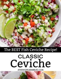 Classic Ceviche | The Best Fish Ceviche Recipe! Scallops Ceviche Recipe, Ceviche Recipe Tilapia, Civeche Recipe Fish, Salmon Civeche Recipe, How To Make Ceviche Fish, Snapper Ceviche Recipe, Mahi Ceviche Recipe, Fish And Shrimp Ceviche Recipe, Cuban Ceviche Recipe