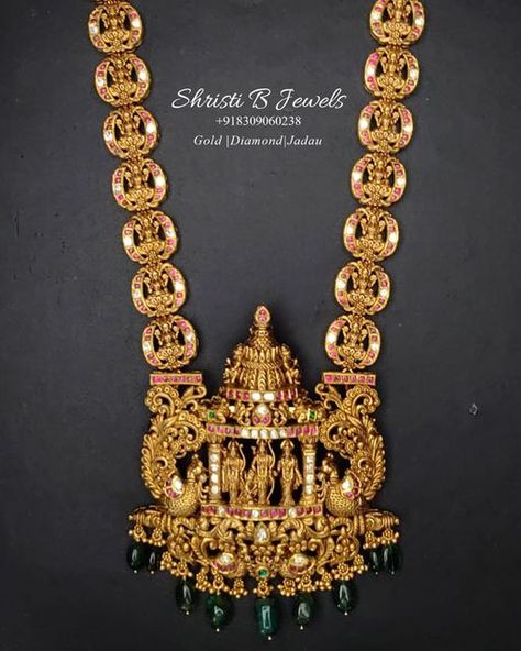 SHRISTI B Jewels on Instagram: "Beautiful Traditional Nakshi haar with ram parivar pendent Call / watsapp +918179668098 for more details" Ram Parivar Haram Designs Latest, Nakshi Haram Designs, Ram Parivar Haram Designs, Gold Haram Designs, Haram Designs, Gold Haram, New Gold Jewellery Designs, Antique Jewellery Designs, Gold Bridal Jewellery Sets