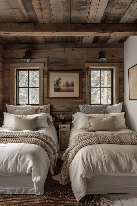 Rustic Bedroom Ideas - Remodr Ski Chalet Bedroom Decor, Cabin Style House Interiors, Lodge Master Bed, Rustic Cabin Bedding Ideas, Ski Cabin Bedroom Decor, Mountain House Decor Rustic, Mountain Home Bedding, Mountain Chalet Interior Bedroom, Modern Cabin Bedroom Master Suite