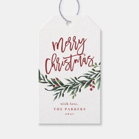 Script merry christmas branch with berries gift tags  Zazzle Christmas Aquarell, Xmas Hampers, Christmas Present Tags, Personalized Christmas Tags, Xmas Gift Tags, Christmas Hampers, Merry Christmas Tags, Christmas Branches, Merry Christmas Gift Tags