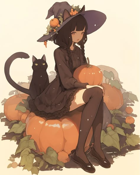 "🎃🖤 This spooky season just got a whole lot more magical! Channeling all the witchy vibes with these enchanting cat-girl witches. Who's ready for Halloween mischief? 🐈‍⬛✨🕸️ #HalloweenVibes #WitchAesthetic #BlackCatMagic #SpookySeason #WitchyWoman #HalloweenArt #PumpkinSpiceAndEverythingNice #TrickOrTreat #OctoberMagic #CuteButSpooky #DarkAesthetic #FantasyArt #CatGirlMagic" Evil Cat Art, Witch Illustration Art, Holiday Pfp, Cute Witch Art, Witch Pfp, Spooky Halloween Aesthetic, Halloween Fall Aesthetic, Witch Anime, Witch Potion