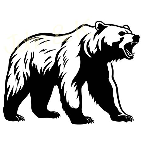 California Grizzly Bear, Decoration Tattoo, Bear Clip Art, Rhino Logo, Deer Artwork, Sticker Clipart, Engraving Tattoo, Clothes Printing, Bear Vector