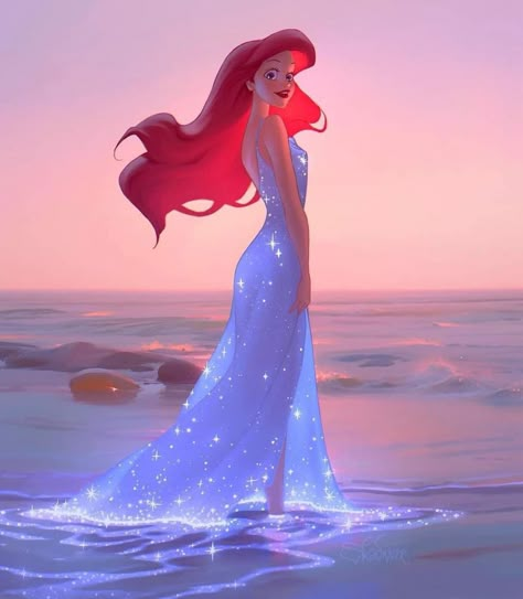 Sparkling Dress, Disney Princess Art, Princess Art, So In Love, Disney Stuff, Disney Princesses, The 90s, Little Mermaid, Disney Art