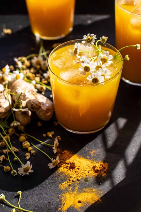 Ginger Honey Lemon, Best Drink, Harvest Recipes, Mango Juice, Photo Food, Half Baked, Chamomile Tea, Half Baked Harvest, Mocktail Recipe