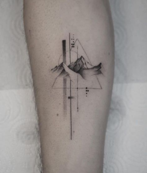 Geometric Mountain Tattoo 5 Geometric Mountain Tattoo, Mountain Tattoos, Mountain Range Tattoo, Mountain Tattoo Design, Landscape Tattoo, Geometric Mountain, Outline Designs, Mountain Tattoo, Mountain Designs