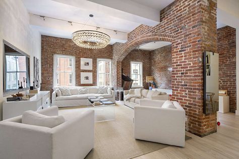 Tribeca Apartment, Brick Archway, Nyc House, Loft House Design, New York Penthouse, Tribeca Loft, Freedom Tower, Soho Loft, Loft Interior Design