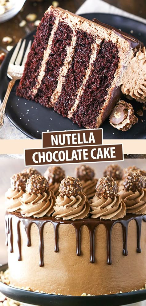 Nutella Icing, Nutella Recipe, Chocolate Oreo Cake, Nutella Buttercream, Nutella Cake, Chocolate Cake Recipe Easy, Cake Recipes Easy Homemade, Layer Cake Recipes, Easy Chocolate Cake