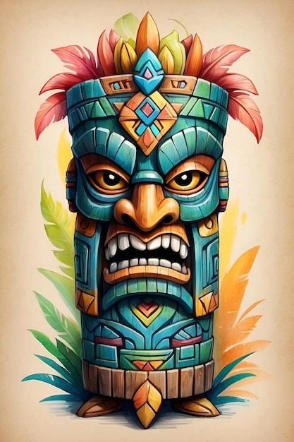 Totem Pole Tattoo, Wallpapers Posters, Tiki Man, 4k Phone Wallpapers, Wolf Poster, Foam Art, Tiki Art, Tiki Mask, Dope Cartoon Art