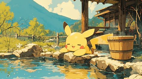 tarte sur X : "Pikachu at the hot spring https://t.co/RcThaLWgfX" / X Pokemon Ipad Wallpaper, Cute Gaming, Pikachu Art, Pokemon Backgrounds, Cool Pokemon Wallpapers, Computer Wallpaper Desktop Wallpapers, Laptop Backgrounds, Pokemon Fanart, Pokemon Images