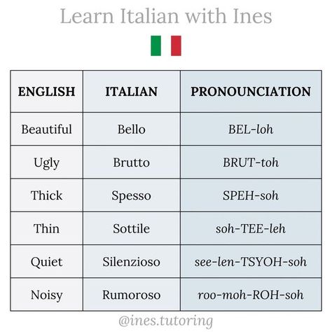 Learn Italian with Ines Andrea Core, My Life Goals, Language Italian, Italian Vocabulary, Italian Lessons, Italian Aesthetic, Italian Language Learning, Learn Italian, Italian Words