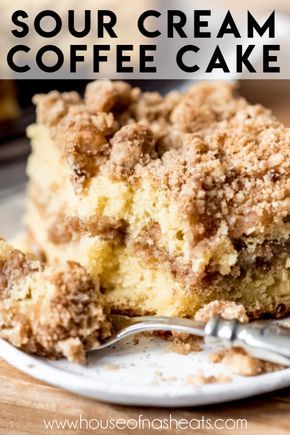 Cake Base Recipe, Best Coffee Cake, Coffee Cake Recipes Easy, Cinnamon Coffee Cake, Sour Cream Coffee Cake, Cinnamon Streusel, Coffee Cake Recipe, Sour Cream Recipes, Sour Cream Cake