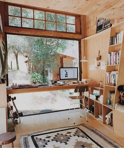 Officey. Contemporary Home Office Design, Home Office Design Ideas, Tiny House Interior Design, Contemporary Home Office, Office Design Ideas, Casa Container, Modern Tiny House, Tiny House Interior, Work Spaces