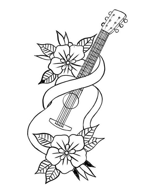 Art Coloring Pages, Optical Illusion Tattoo, Music Coloring, Music Tattoo, Pola Sulam, Music Tattoos, Outline Art, Hand Embroidery Design Patterns, Doodle Art Designs