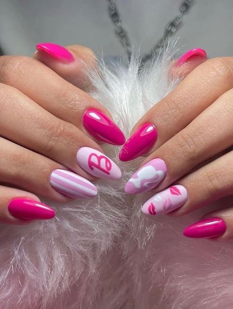 Barbie Pink Nails, Barbie Nails, Opal Nails, Halloween Nails Easy, Unghie Nail Art, Pink Nail Art, Her Nails, Pink Nail Designs, Halloween Nail Art