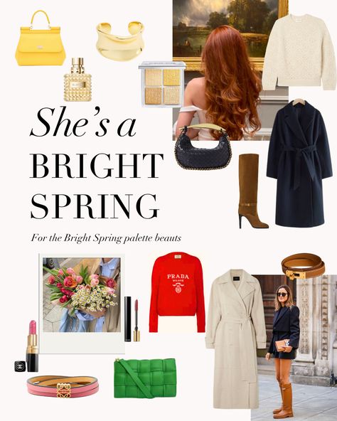 Do Bright Springs only have to wear bright colours? Certainly not, they have an array of neutrals to opt for when they wish to wear something understated and chic. What is your favourite quality about the Bright Spring Palette or being a Bright Spring?⁠ .⁠ #coloranalysis # Bright Spring Inspiration, Bright Spring Black Women, True Spring Winter Outfits, Bright Spring Winter Outfits, Bright Spring Palette Outfits, Bright Spring Outfit Ideas, Bright Spring Color Analysis, Bright Spring Neutrals, Bright Spring Aesthetic