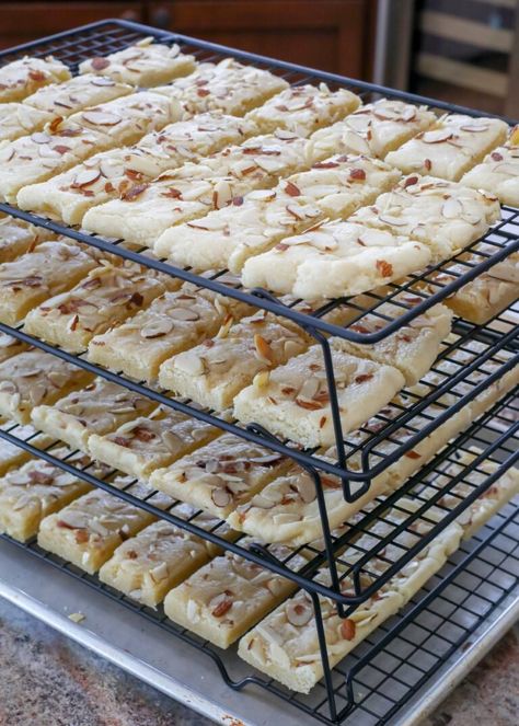 Almond Bars - Barefeet in the Kitchen Almond Shortbread Bars, Almond Rolls, Almond Paste Recipes, Peach Pies, Almond Glaze, Almond Desserts, Almond Shortbread, Almond Pastry, Dinner Desserts