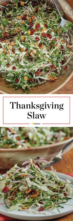 Recipe: Thanksgiving Slaw | Kitchn Thanksgiving Slaw, Thanksgiving Vegetables, Recipe Thanksgiving, Holiday Eating, Slaw Recipes, Thanksgiving Dishes, Coleslaw Recipe, Gobble Gobble, Thanksgiving Food